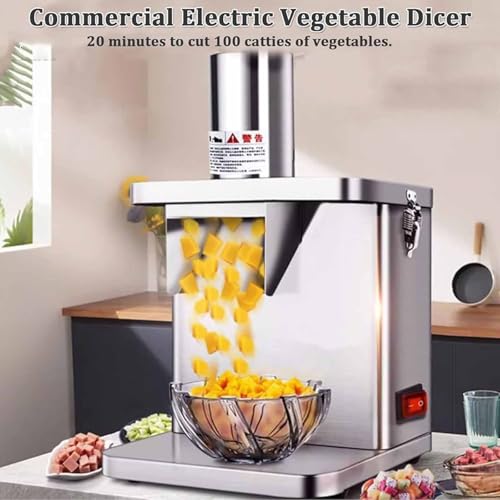 Tagliaverdure Elettrico a cubetti, Tritatutto Commerciale per Verdure, Taglia Patate Elettrico, Robot da Cucina Automatico Multifunzionale in Acciaio per Verdure e,