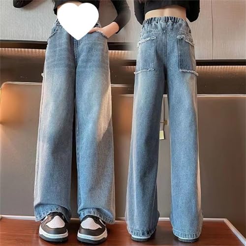 Jeans for Girls Baggy Wide Leg Denim Pants Kids Cute Elastic High Waist Trousers Trendy Y2k Streetwear with Pockets2
