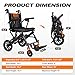 20LBS Ultra-Light Foldable Transport Wheelchair for Adults - Carbon Fiber Coating, 10” PU Tires, Pull Rod, Lightweight & Portable for Travel & Daily Use