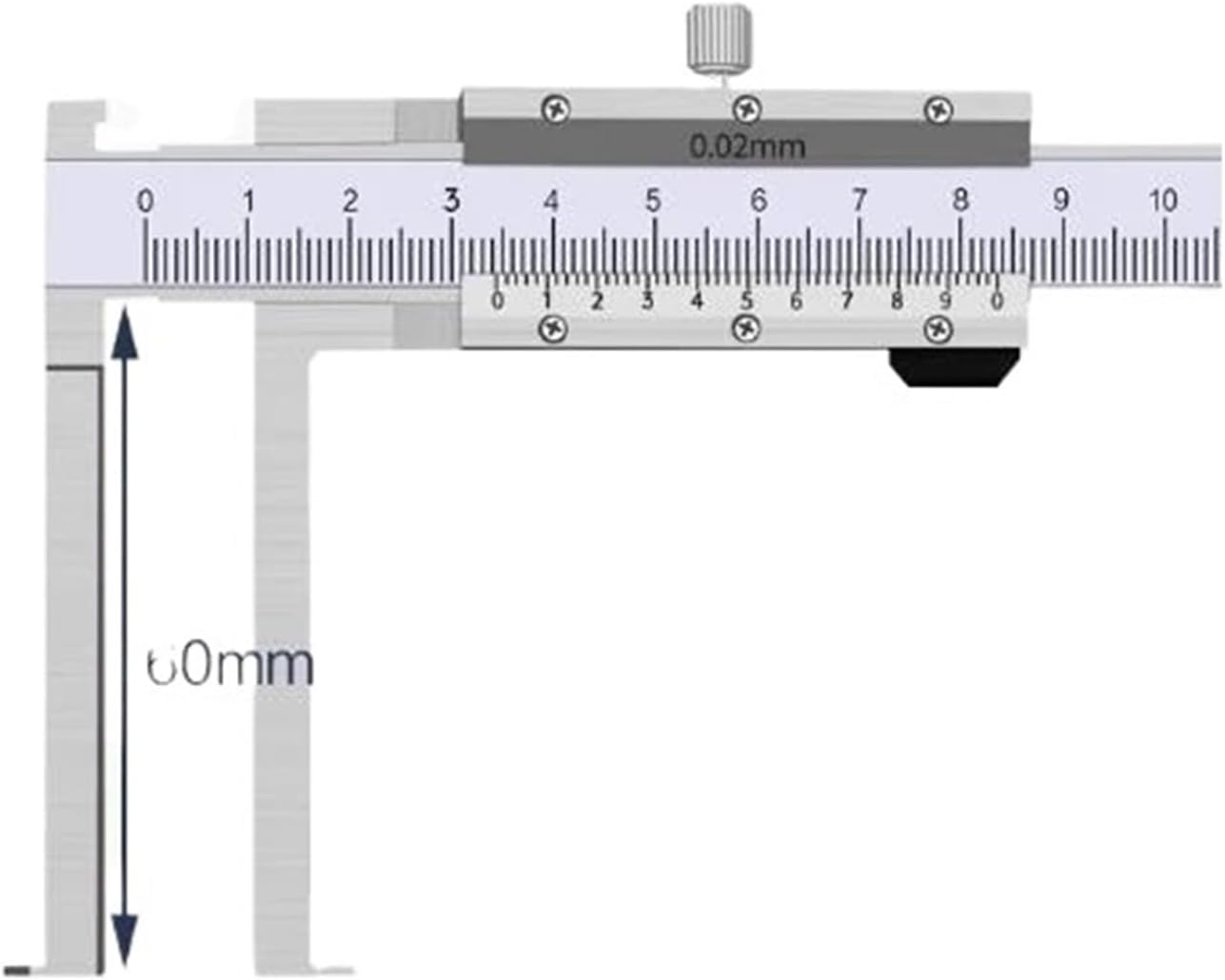 Stainless Steel Pointed Measuring Inner Hole Cutter Head Inner groove Caliper Stainless Steel Vernier Calipers(10-150mm)