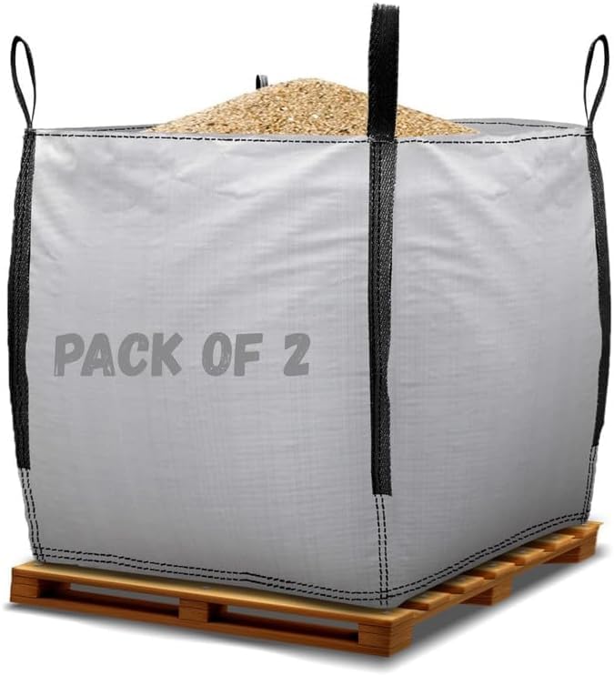 Primes DIY PREMIUM GRADE 1 Ton FIBC Bulk Jumbo Bags, Bulk bag Extra Large for Builders Garden waste, Heavy Duty, Industrial Woven Material, Storage Sack with Lifting Handles (90x90x90cm)(2 Pack)