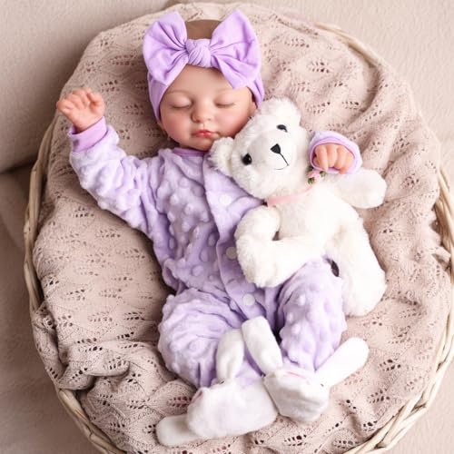 BABESIDE Muñeca Reborn realistas - Bebé Reborn Durmiente de 17 Pulgadas, Muñeco Reborn Reales con Cuerpo de Tela Suave y Accesorios, Regalo para Niños Mayores de 3 Años