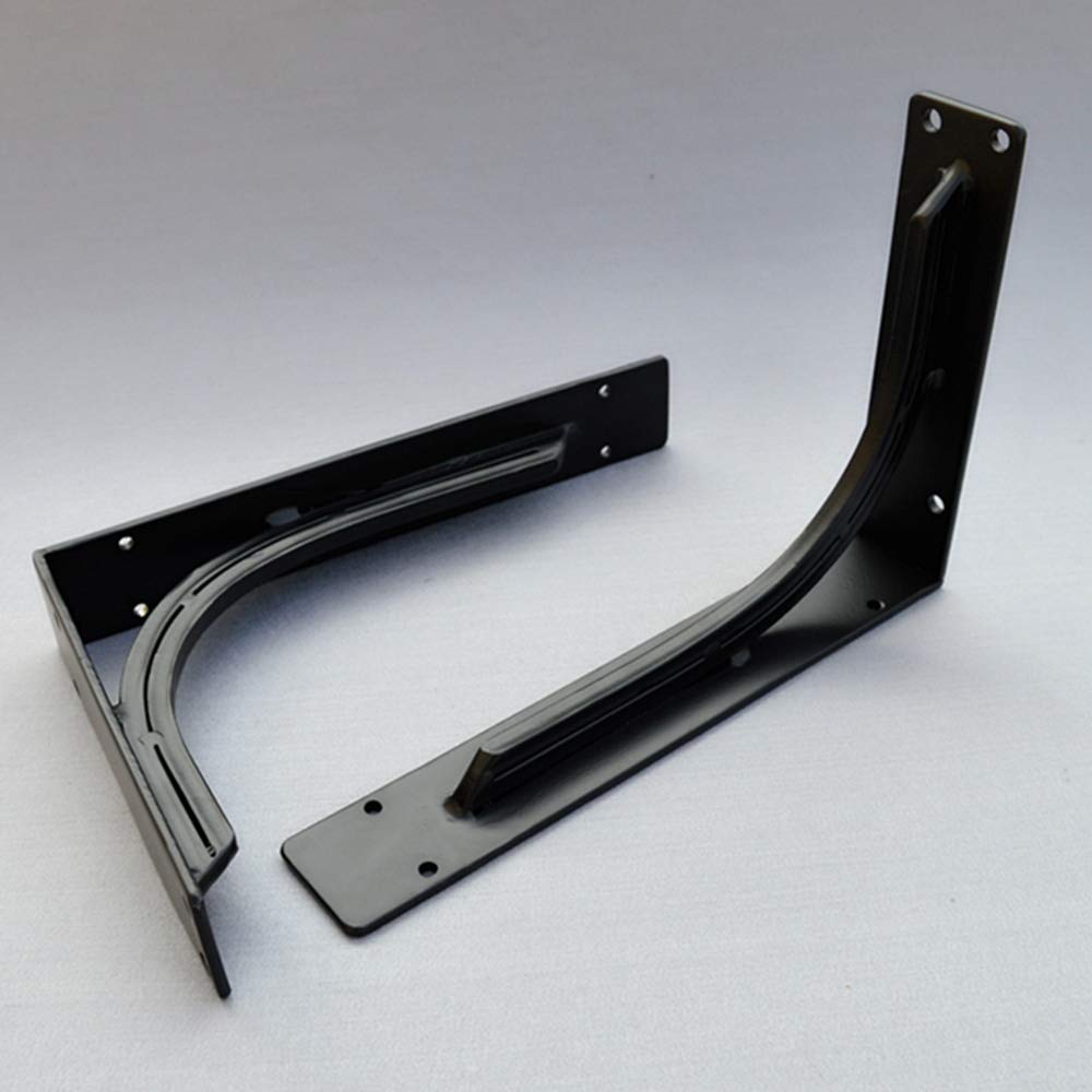 JXJX Staffe per Mensole 40 Cm, Staffe per Mensole Pesanti Ad Angolari Carico Massimo150kg, Staffa da Parete Ferro, Staffe per Scaffale Pesante Forma A L Nero, 2 Pezzi