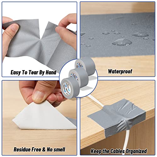 Image of Grey Gaffers Tape 3 inch 6 Pack, Heavy Duty Gaffer Tape Bulk, No Residue Cloth Fabric Matte Finish Gaffing Tape Dance Floor,Non-Reflective Gaff Tape Hand Tear Self-Adhesive for Cable Stage Photography