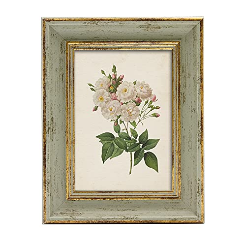 Sapowerntus Vintage 5X7 Picture Frame Gold Line Sage Green Distressed Photo Frames Set Antique Real Glass Wall Hanging Tabletop Display Home Decor Retro Shabby Chic Unique Gift #TOP6