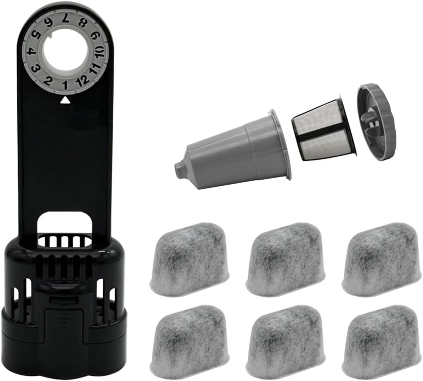 Replacement Starter Kit Combo With 6 Charcoal Water Filters and Coffee Filter Set, Compatible with Keurig K-Classic Single Serve K-Cup Pod Coffee Maker and all Keurig 1.0 maker.