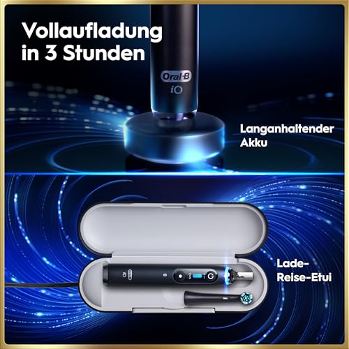 Oral-B iO Series 9 Elektrische Zahnbürste — Electric Toothbrush, Inkl. 3 Aufsteckbürsten — 7 Modi für Zahnpflege, CHIP Testsieger (11/25), Designed by Braun, Schwarz 6