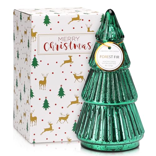Grüne Weihnachtsbaum Kerze aus Glas, 100% Natursojawachs mit Frischem...