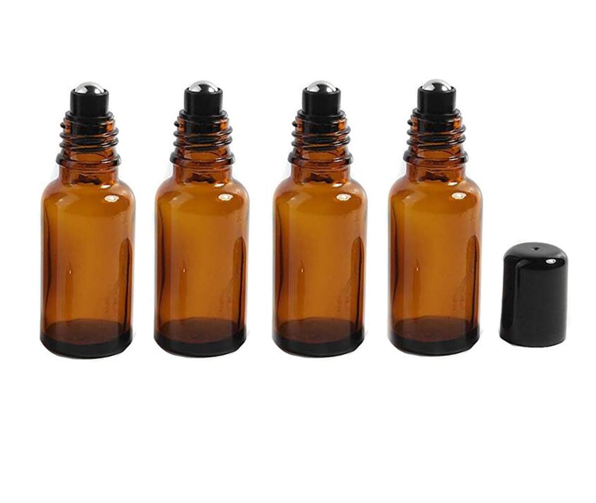 4Pcs Brown Glass Rollon Bottles Empty Refillable Glass