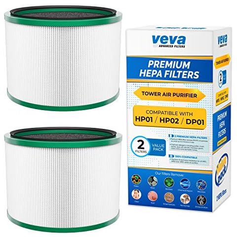 VEVA Premium HEPA Replacement Filter 2 Pack Compatible With All Dyson Pure Cool Link DP01, DP02 and Dyson Pure Hot + Cool Link HP01, HP02, Part # 968125-03# 305214-01# 305214-01 Cover