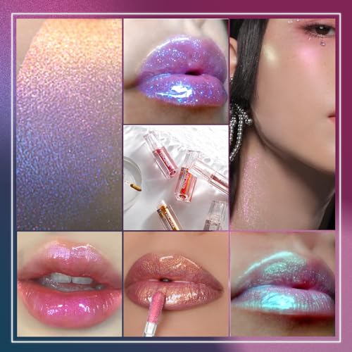 NewBang Glitter Chameleon Liquid Lipsticks, Diamond Shimmer Glow Metallic Lip Gloss, Long Lasting Waterproof Shiny Glimmer Sparkly Lipstick for Women Girls Face Eye Glow Christmas Party Makeup Gift 6# - Image 8