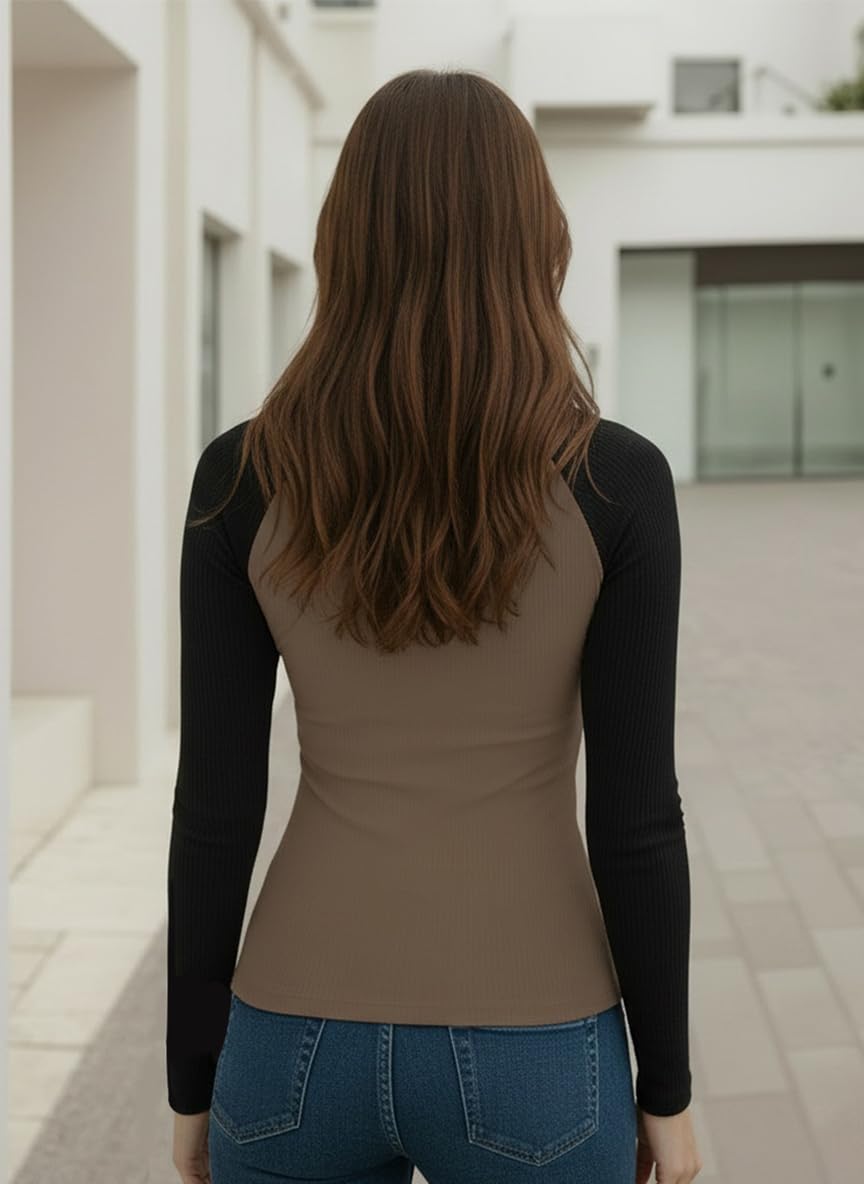 Women's Sleek Color Contrast Long Sleeve Shirt in a Slim Fitted Cropped Silhouette for an Effortlessly Chic Vibe - Image 6