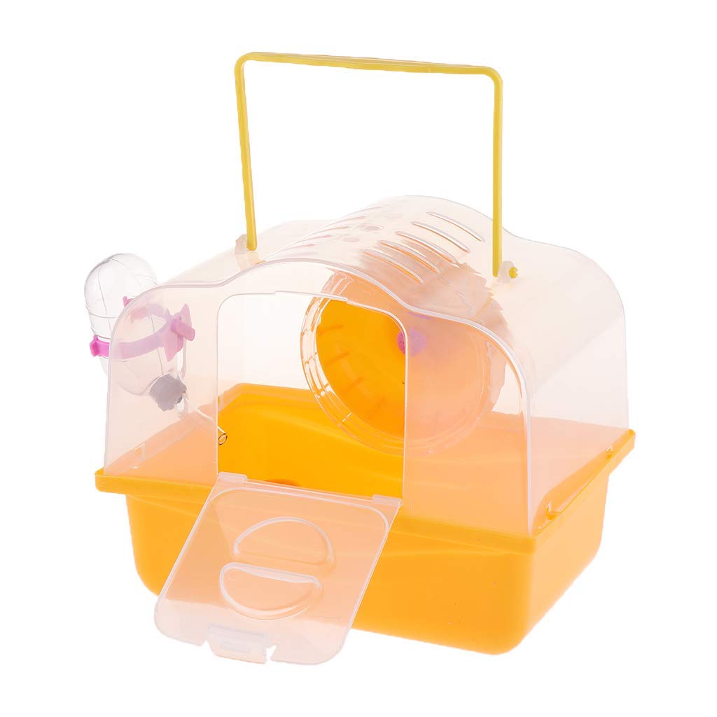Portable Pet Carrier Hamster Carry Case Cage with Water Bottle Travel Outdoor for Small Animals (orange)