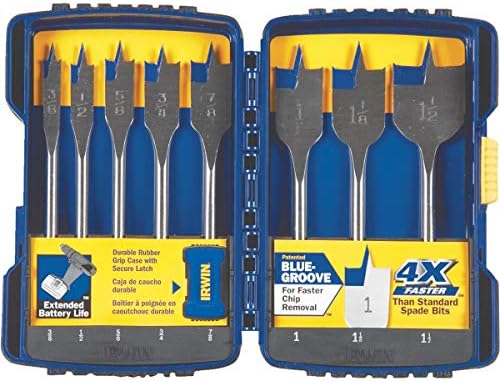 IRWIN Tools SPEEDBOR Blue Groove Pro Spade Bit Set with Case, 8-Piece (341008)