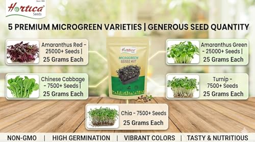 Image of Microgreen Seeds Kit | Value Pack of 5 Varieties | High Germination | Easy to Grow | Indoor Outdoor (Bulk Pack: 5 Variety x 25gm Each)