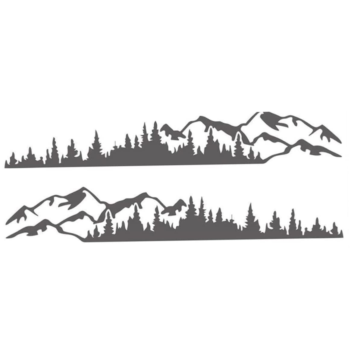 Car Side Decal, 2Pcs 74.8in Self-Adhesive Mountain Forest Sticker for Truck RV Trailer Grey - Car Graphics