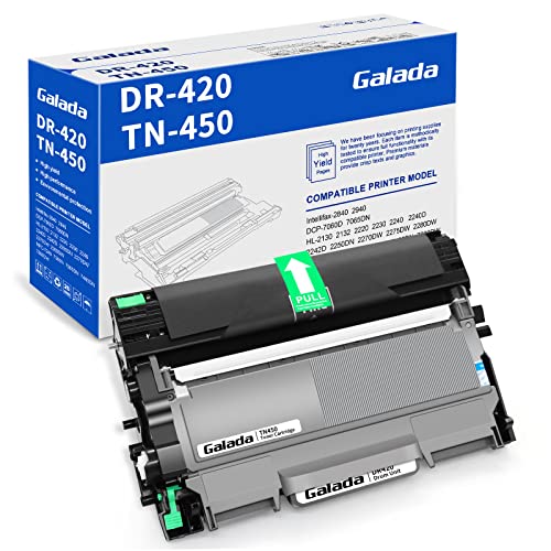 GALADA Compatible Toner Cartridge and Drum Unit Replacement for Brother DR-420 DR420 TN-450 TN450 for DCP-7060D 7065DN HL-2240D 2270DW 2280DW MFC-7360N 7460DN 7860DW Intellifax-2840 2940(Combo Pack)