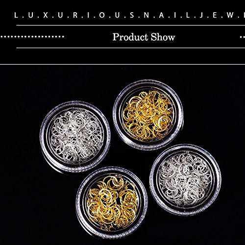 Lookathot 1Box 3D Design Nail Art Stickers Decals Metallic Studs Rhinestones Moon Star Pattern Gold Silver Manicure Diy Decoration Tools (Silver) #TOP3