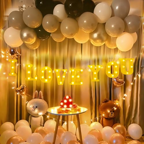 Image of I Love You Light Up Letters Proposing Decorations Set Includes 14 LED Light Letters and 1000 Rose Petals Valentine's Day Ornaments