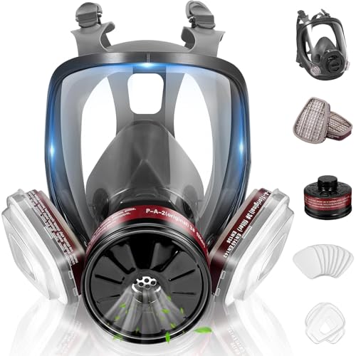 Gas Masks Survival Nuclear and Chemical, Full Face Respirator Mask with Activated Carbon Filter for...