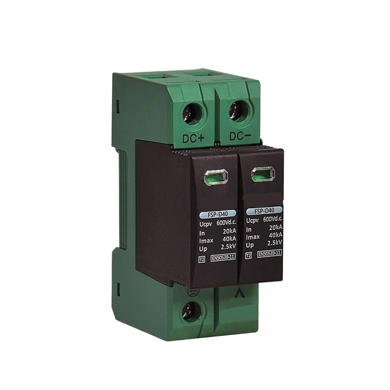 Protector contra sobretensiones y pararrayos Dispositivo de protección Solar for Exteriores con riel DIN DC SPD 2P 600 V 800 V 20 KA ~ 40 KA Protector contra sobretensiones TUV(800V 6PCS)