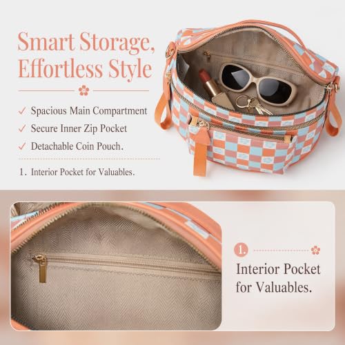 Image of Makes Checkered Crossbody Bag Bum Bag for Women with Pouch