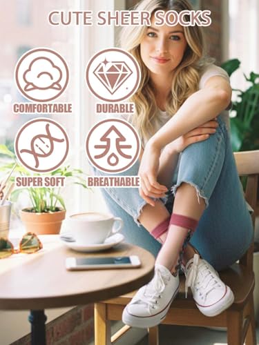 Image of Campsis Women Sheer Socks Sheer Ankle Socks for Women and Girls (G)