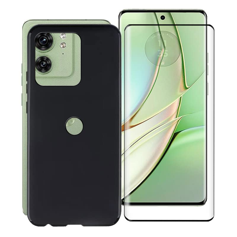 KJYF Custodia In Silicone Morbido + 2 Pellicole Vetro Temperato Per Motorola Edge 40 (6.55″) – Cover Sottile Anti-graffio, Nera - 3