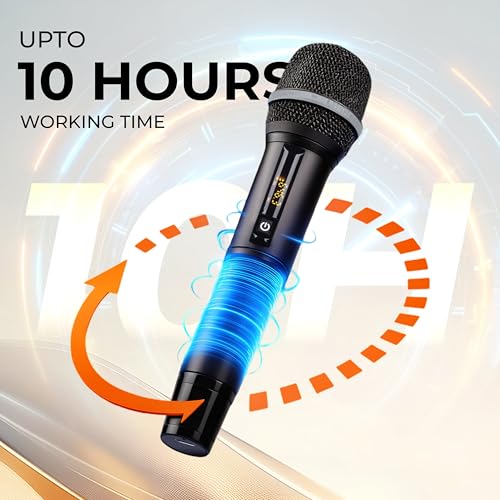 Image of FLYBALL Dual UHF Wireless Microphone Set with Metal Handheld Mics & Receiver | 200ft Range, 10H Battery, Type-C Charging | Karaoke, DJ, Stage, Church, PA (SLM 520 VLA Dual)
