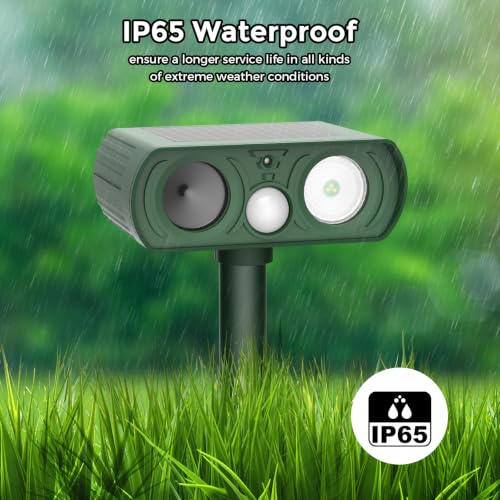 Image of Solar Ultrasonic Animal Repellent, Waterproof Deer Repellent, Outdoor Cat Repellent with Motion Detection, Squirrel, 2 Pack