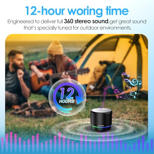 Image of Portable Bluetooth Speaker Case Packed, Mini Speaker, Noise Mic | 12H Battery Life, Metal Cover,TWS Pairing, Wireless Speaker with RGB Lights for Home /Travel /Outdoor /Car /Beach by Music Lovers