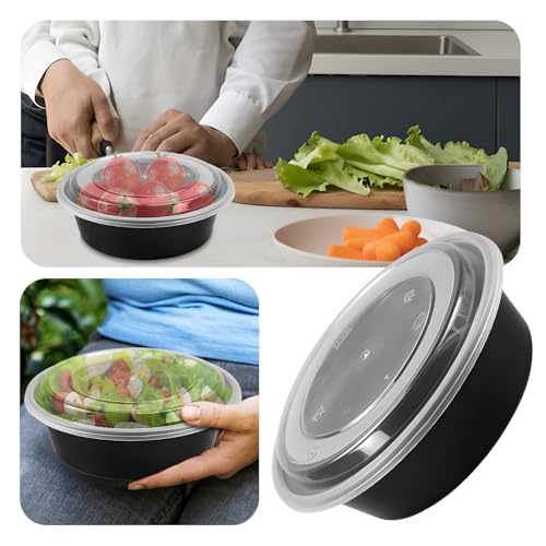 Paquete de 30 recipientes de plástico sin BPA para almacenamiento de alimentos con tapas, 1000/750/650/450/350 ml, recipientes de plástico reutilizables con tapas, recipientes de almuerzo aptos para