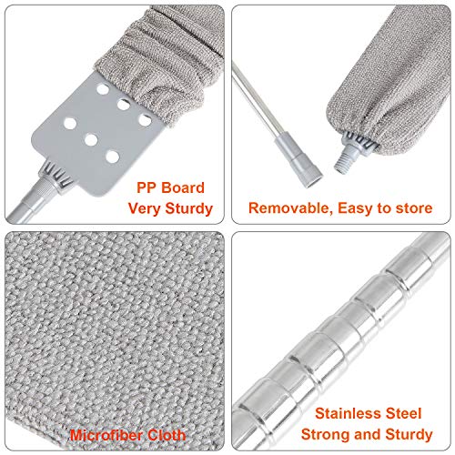 4Pcs Retractable Gap Dust Cleaner Flexible Up To 55In Gap Dust Brush Under Appliance Cleaning Tool Feather Duster With Extension Pole Removable Washable For Under Furniture Couch Stove Fridge Bedside #TOP2