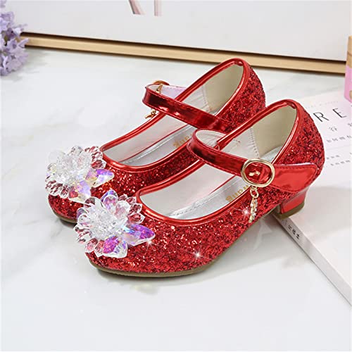 OMEARK Girls Glitter Dress Shoes Low Heel Princess Clear Flower Wedding Party Pump Shoes Round Head Stylish Sparkly Dress Up Shoes for Kids Toddler Rhinestone Sandals2