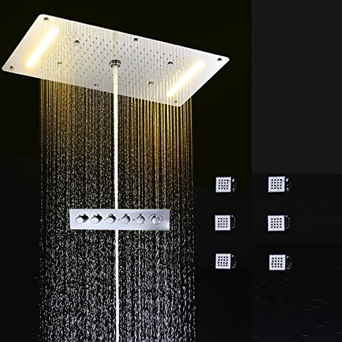 GOWE embed Ceiling Rainfall Showers Set led Electric Power Bathroom 5