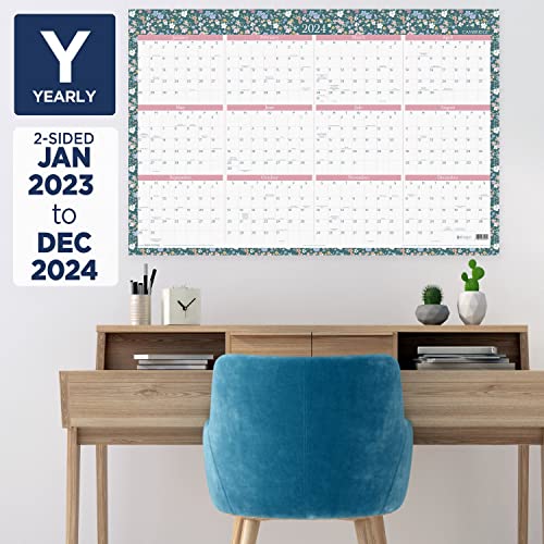 Cambridge 2023-2024 Erasable Wall Calendar, 24" X 36", Large, Academic & Regular Year, Dry Erase, Reversible, Vertical/Horizontal, Pippa (1668-550Sb) #TOP2