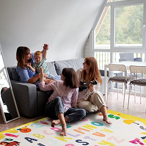 Ltkougfam Abc Kids Play Rug, Large Soft Washable Educational Learning Space Mat, Non-Slip Cute Baby Floor Toddler Numbers Mat Area Rug For Living Room Playroom Bathroom Decor (Yellow, 59" X 39" S) #TOP1
