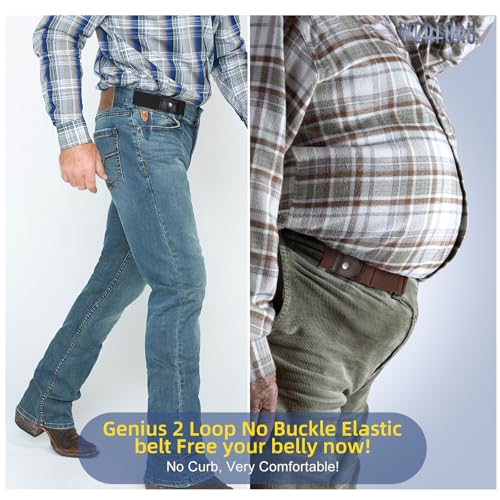 WERFORU Men 2 Loop No Buckle Elastic Belt for Women Men side belts, Fit 1.5 Inch Belt Loop3