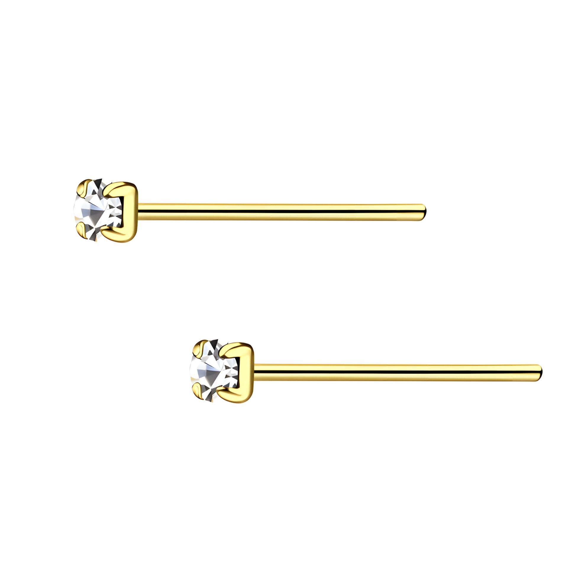 via mazzini 92.5-925 Sterling Silver Gold Plated 2mm 'Lumière Dot' Crystal Nose Pin Stud for Women and Girls (NR0171) 2 Pcs-picture-33