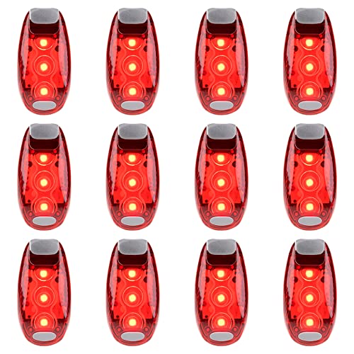 Awpeye 12 Pack Led Safety Light Safety Light High Visibility Strobe Running Lights Used for Bicycle Walking Etc. Clip-On Running Lights Clip to Clothes Strap to Wrist Bike Or Anywhere (Red)