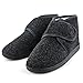 Produktbild TIESTRA Warm Hausschuhe Herren Winter Kunststoffe Lammfell Diabetiker Hausschuhe Breiter Fuß Filzpantoffeln Mit Memory Foam Sohle, Filz Herrenhausschuhe Mit Klettverschluss Flach,Größe 42