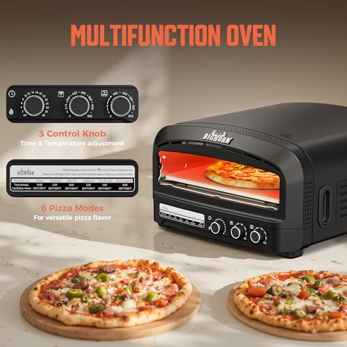 Image of BIG HORN OUTDOORS Pizza Oven Indoor, 14 inch Electric Countertop Pizza Oven with 6 Modes, Heats up to 800F Pizza Maker, Flip-Up Design Pizza Cooker for Home Kitchen, Restaurants, Parties