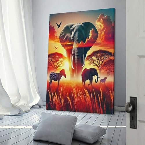 Éléphant murale coucher de soleil pour raviver un mur blanc avec style