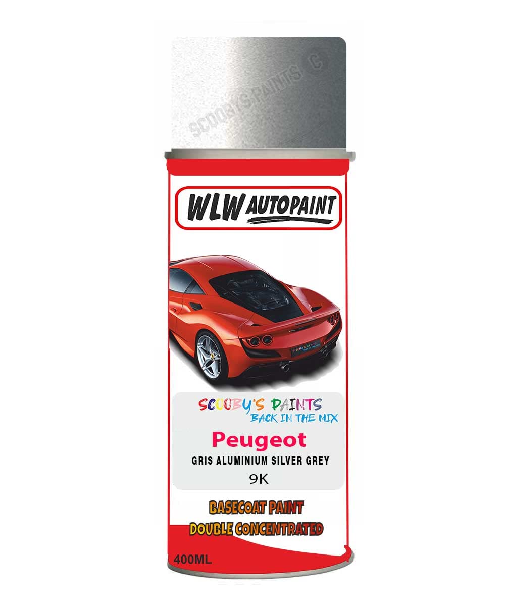 SCOOBYS PAINTS BACK IN THE MIX Basecoat Aerosol Spray Paint For Peugeot 308 Gris Aluminium Silver Grey 2001-2018 Code 9K