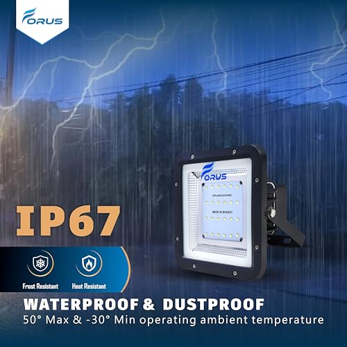 Image of Forus 20W LED Flood Light, White, 4-Year Warranty, IP67 Waterproof Outdoor Lighting, High Mast Halogen Focus Light for Factory, Garage, Parking, Garden, Shop, Warehouse, Tent, Warehouse, 1PC