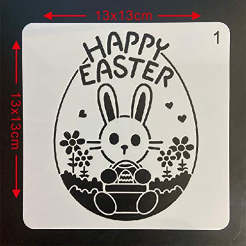 Milisten 16 folhas Estêncil de Páscoa Modelos de Coelho Feliz Páscoa Estêncil de Plástico Desenho Es