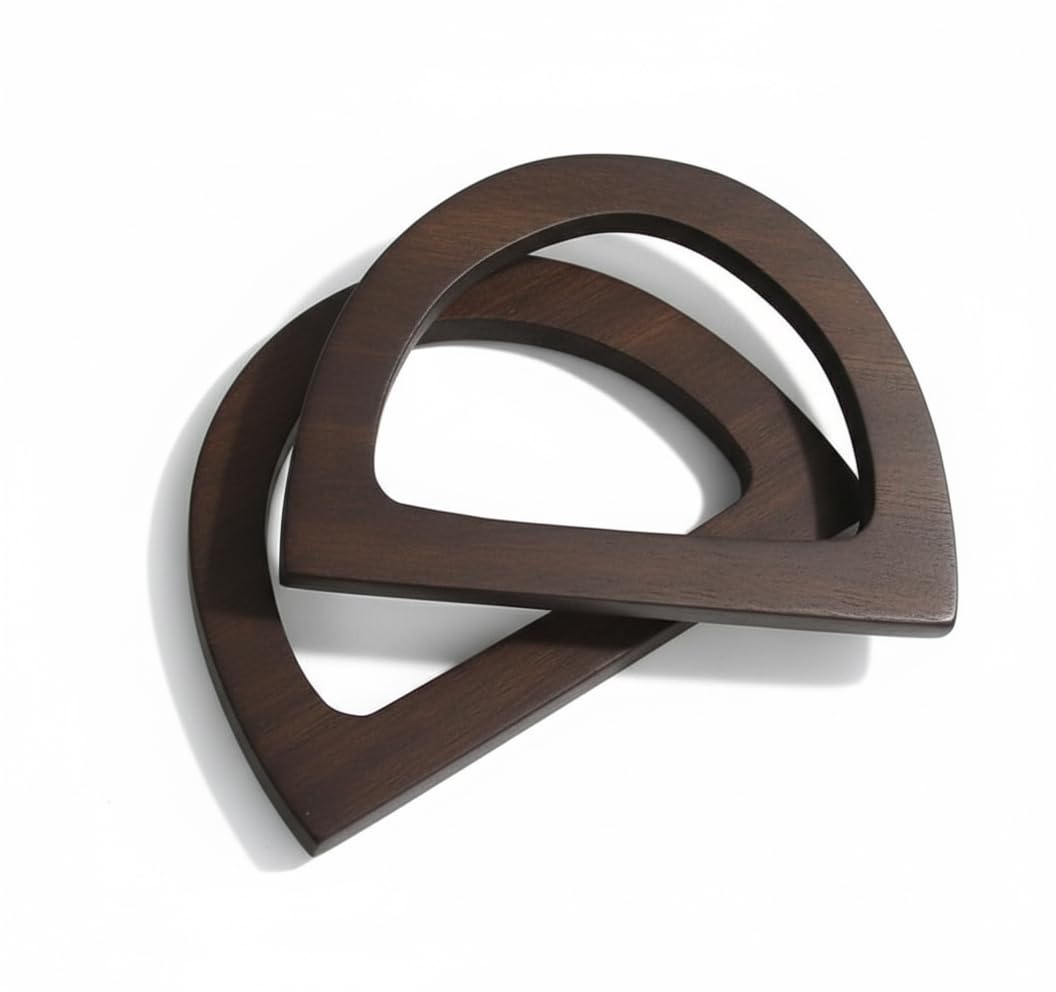Artify | Wooden Bag Handle (4.8x3inch, 2pcs) D-Shape | Used for Purse, Bag, and Art Crafts Projects - Pack of 2