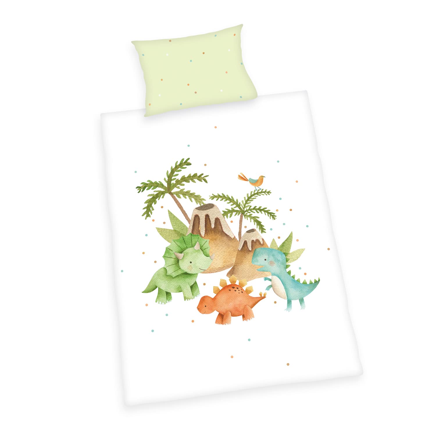 Parure de lit dinosaures 100x135 cm Herding en pur coton renforcé