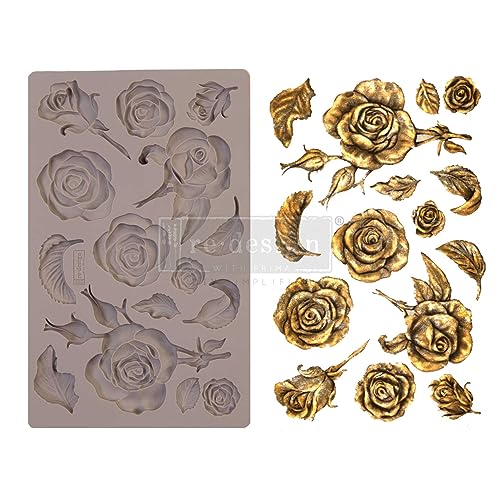 Redesign with Prima Redesign Furniture Decor Moulds Fragrant Roses 5x8 8Mm Thickness for Funiture Dresser Chocolate Cake Candy Backery Soap Polymer Clay earthen Clay