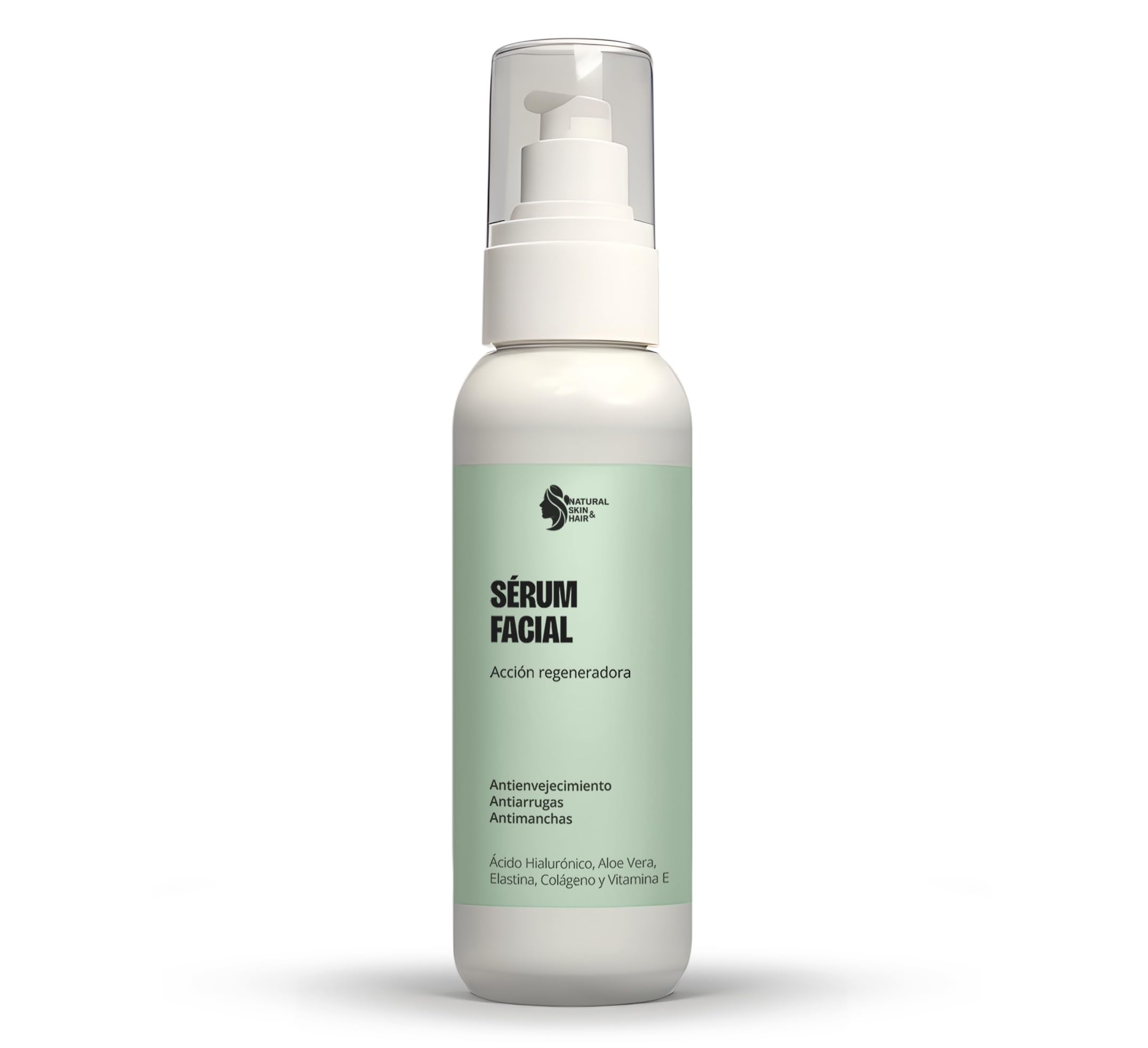 nsh. Serum Ácido Hialurónico 100ml. Serum facial mujer antienvejecimiento, antiarrugas, antimanchas. Con Aloe Vera Puro, Elastina, B5, Colágeno y Vit E.